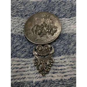 Vintage HANS JENSEN Silver Round Hand Mirror  with handle